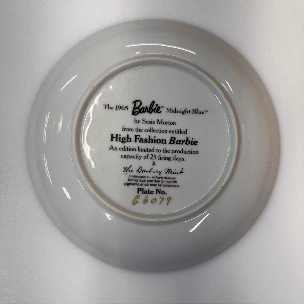 Barbie The 1965 Midnight Blue Collector Plate Mary E. Lambert 1990 COA - Picture 3 of 4